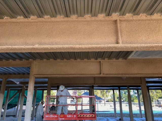 Cementitious Fireproofing Beams and Columns at Big Tex Storage in Ella Blvd