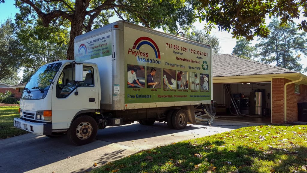 Payless Insulation Truck Outside of Home