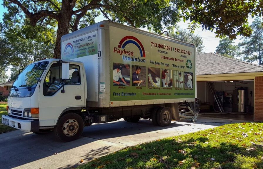 Payless Insulation Truck Outside of Home